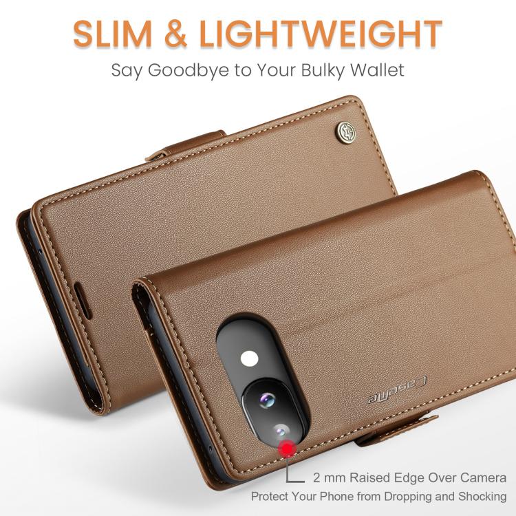 For Google Pixel 9a CaseMe 023 Butterfly Buckle Litchi Texture RFID Anti-theft Leather Phone Case