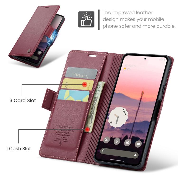 For Google Pixel 10a CaseMe 023 Butterfly Buckle Litchi Texture RFID Anti-theft Leather Phone Case