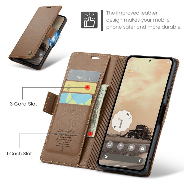 For Google Pixel 10a CaseMe 023 Butterfly Buckle Litchi Texture RFID Anti-theft Leather Phone Case