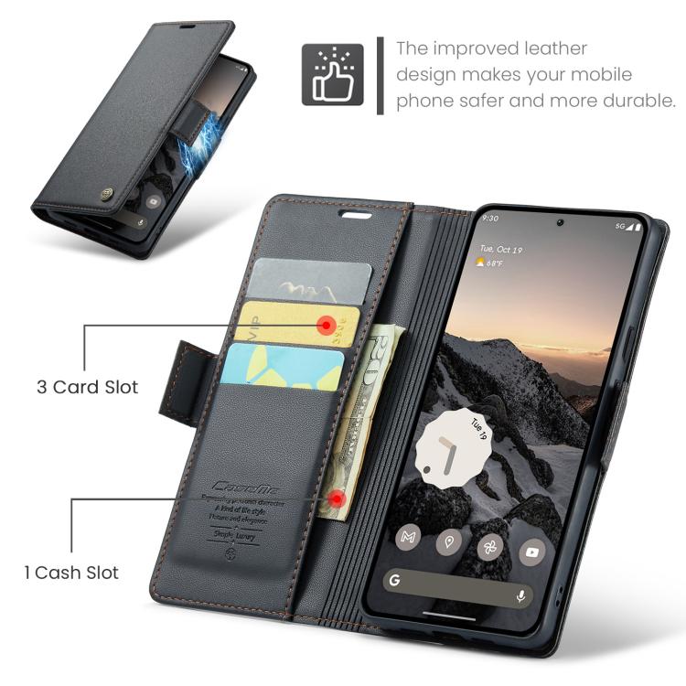For Google Pixel 10a CaseMe 023 Butterfly Buckle Litchi Texture RFID Anti-theft Leather Phone Case
