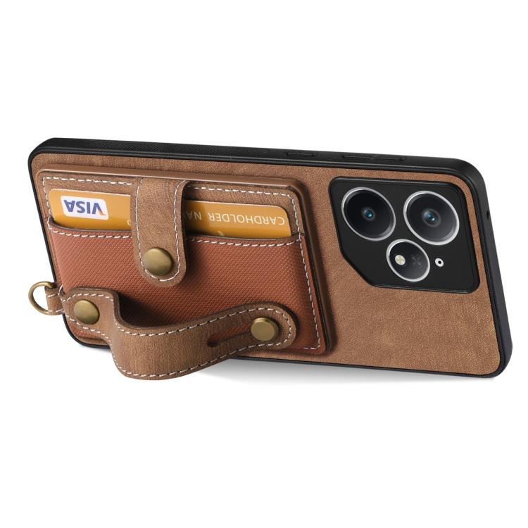 For Realme Neo7 Retro Cross Wristband Wallet Leather Back Phone Case