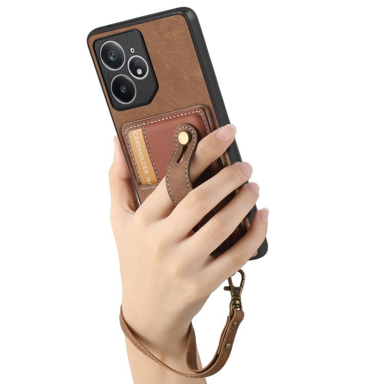 For Realme Neo7 Retro Cross Wristband Wallet Leather Back Phone Case