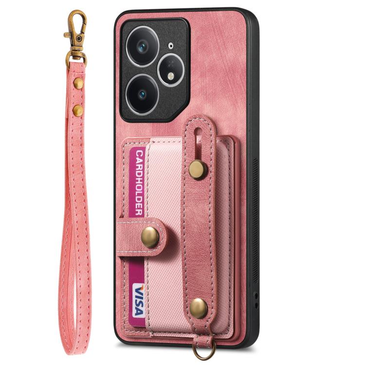 For Realme Neo7 Retro Cross Wristband Wallet Leather Back Phone Case