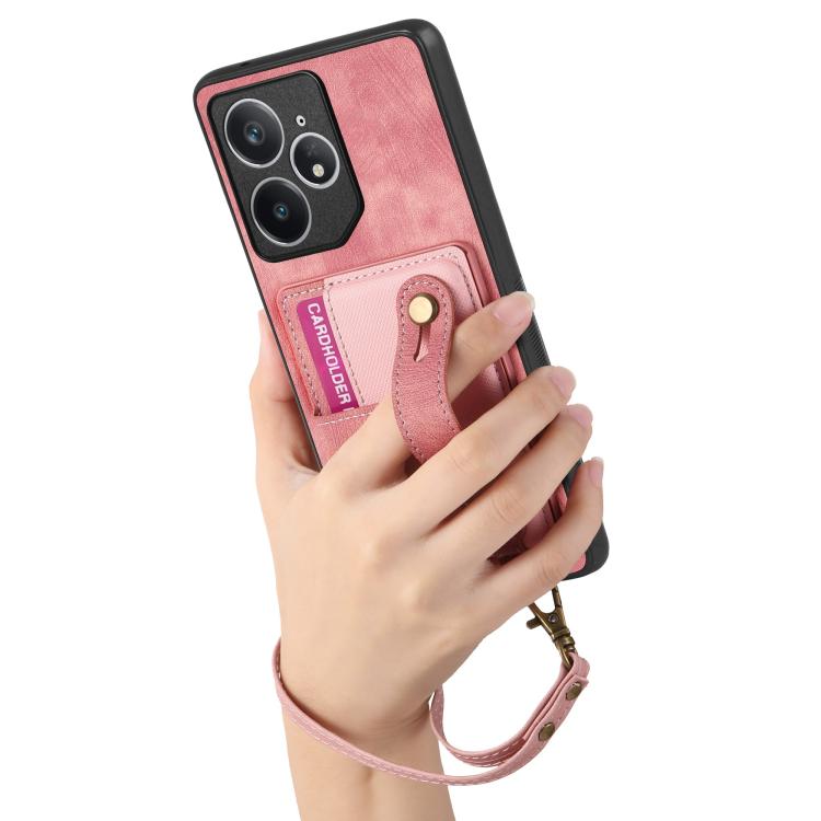 For Realme Neo7 Retro Cross Wristband Wallet Leather Back Phone Case