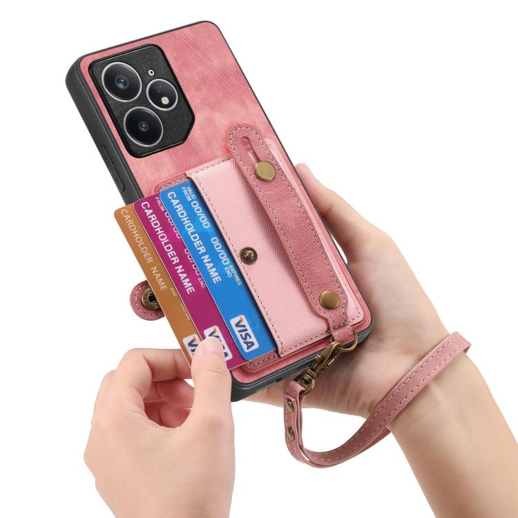 For Realme Neo7 Retro Cross Wristband Wallet Leather Back Phone Case