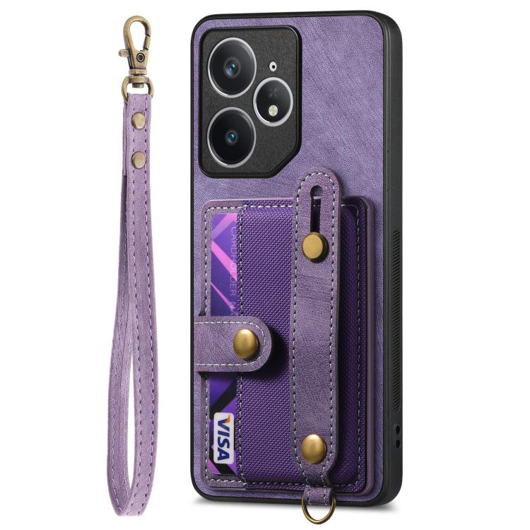 For Realme Neo7 Retro Cross Wristband Wallet Leather Back Phone Case