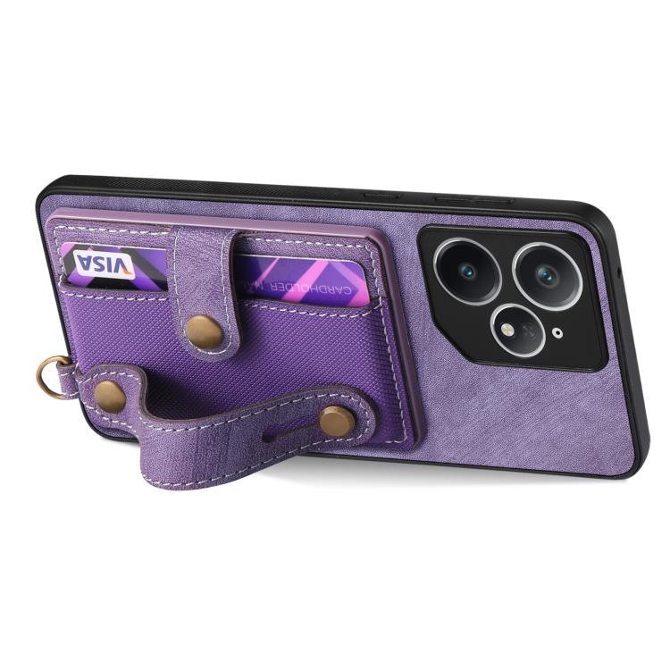 For Realme Neo7 Retro Cross Wristband Wallet Leather Back Phone Case