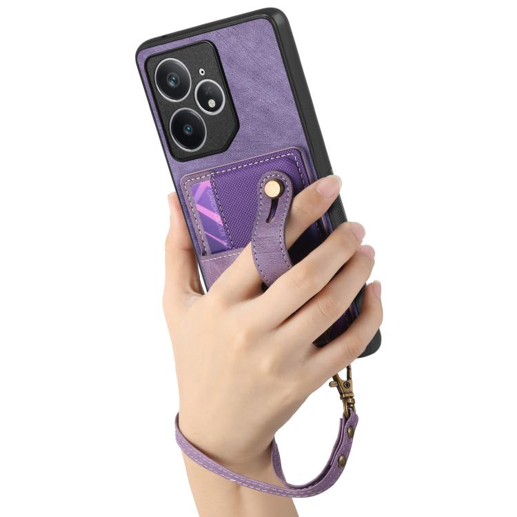 For Realme Neo7 Retro Cross Wristband Wallet Leather Back Phone Case