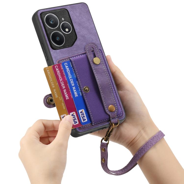For Realme Neo7 Retro Cross Wristband Wallet Leather Back Phone Case