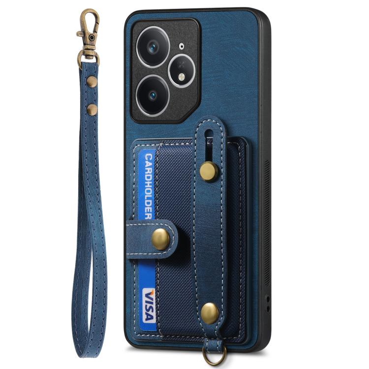 For Realme Neo7 Retro Cross Wristband Wallet Leather Back Phone Case
