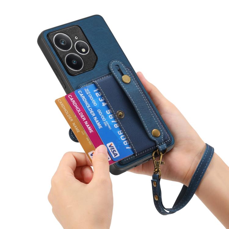 For Realme Neo7 Retro Cross Wristband Wallet Leather Back Phone Case