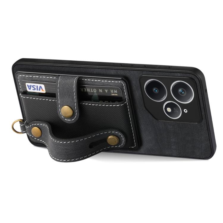 For Realme Neo7 Retro Cross Wristband Wallet Leather Back Phone Case