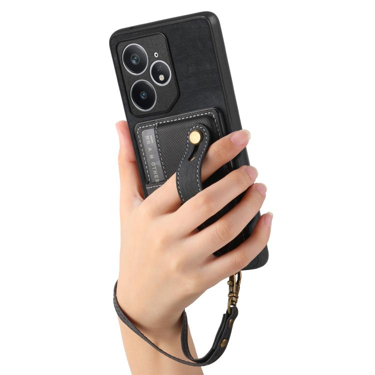 For Realme Neo7 Retro Cross Wristband Wallet Leather Back Phone Case