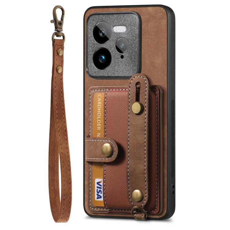 For Realme GT 7 Pro Retro Cross Wristband Wallet Leather Back Phone Case