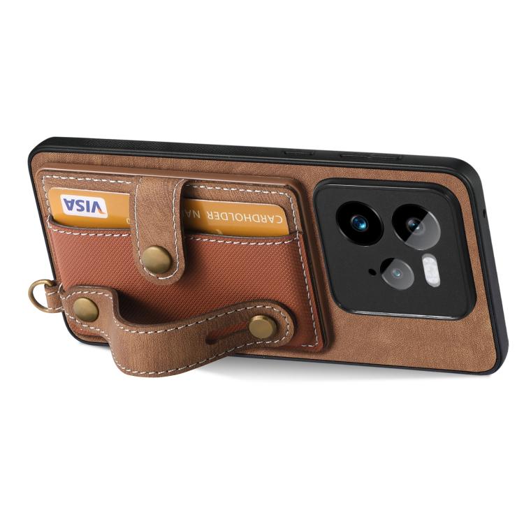 For Realme GT 7 Pro Retro Cross Wristband Wallet Leather Back Phone Case