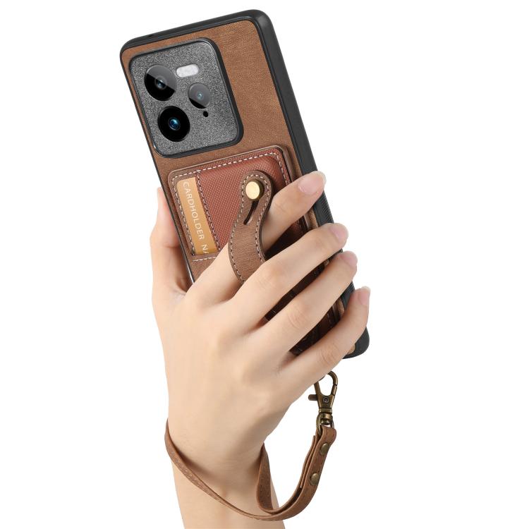 For Realme GT 7 Pro Retro Cross Wristband Wallet Leather Back Phone Case