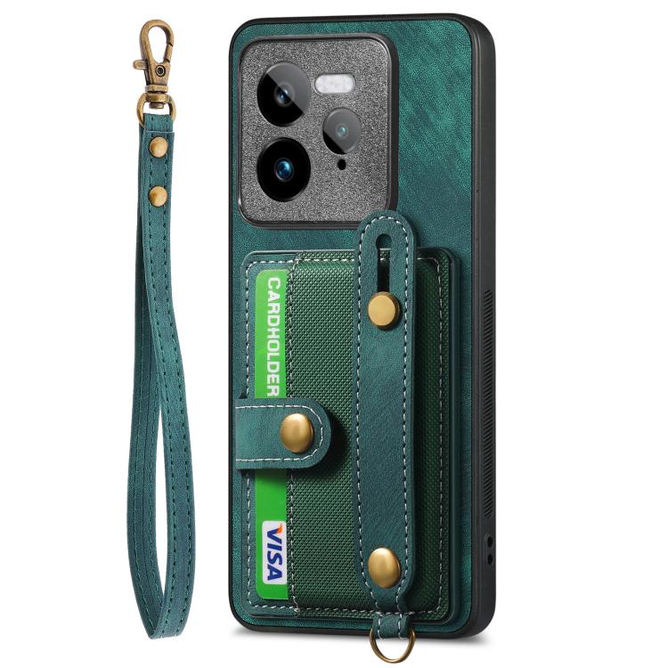 For Realme GT 7 Pro Retro Cross Wristband Wallet Leather Back Phone Case