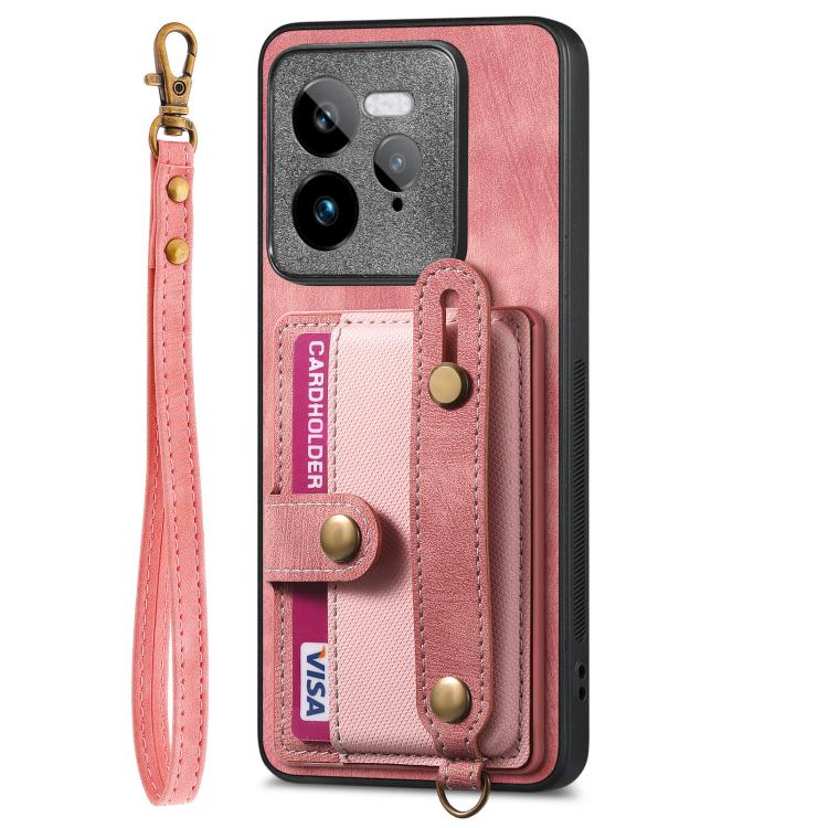 For Realme GT 7 Pro Retro Cross Wristband Wallet Leather Back Phone Case