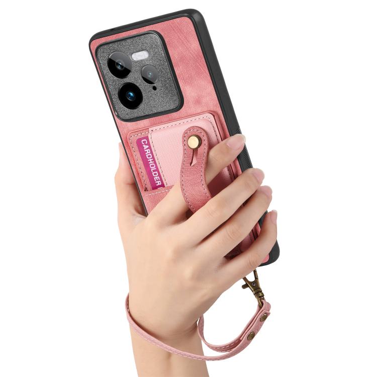 For Realme GT 7 Pro Retro Cross Wristband Wallet Leather Back Phone Case