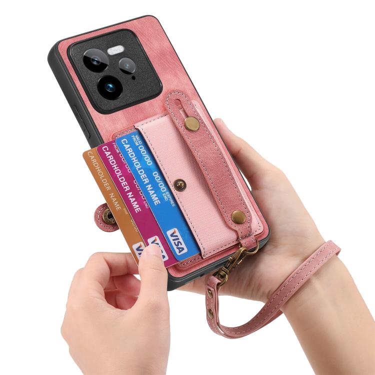 For Realme GT 7 Pro Retro Cross Wristband Wallet Leather Back Phone Case