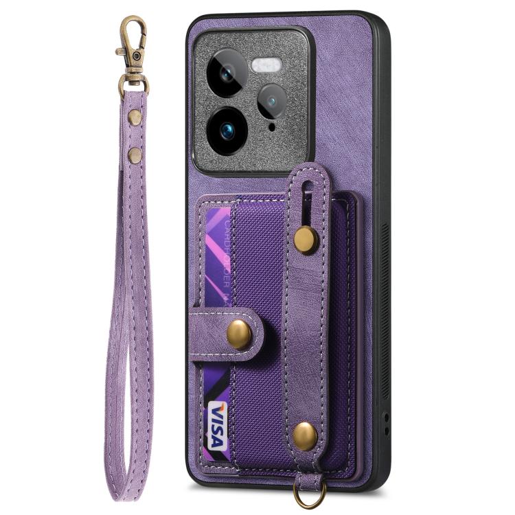 For Realme GT 7 Pro Retro Cross Wristband Wallet Leather Back Phone Case