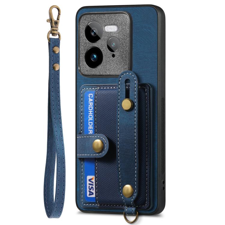 For Realme GT 7 Pro Retro Cross Wristband Wallet Leather Back Phone Case