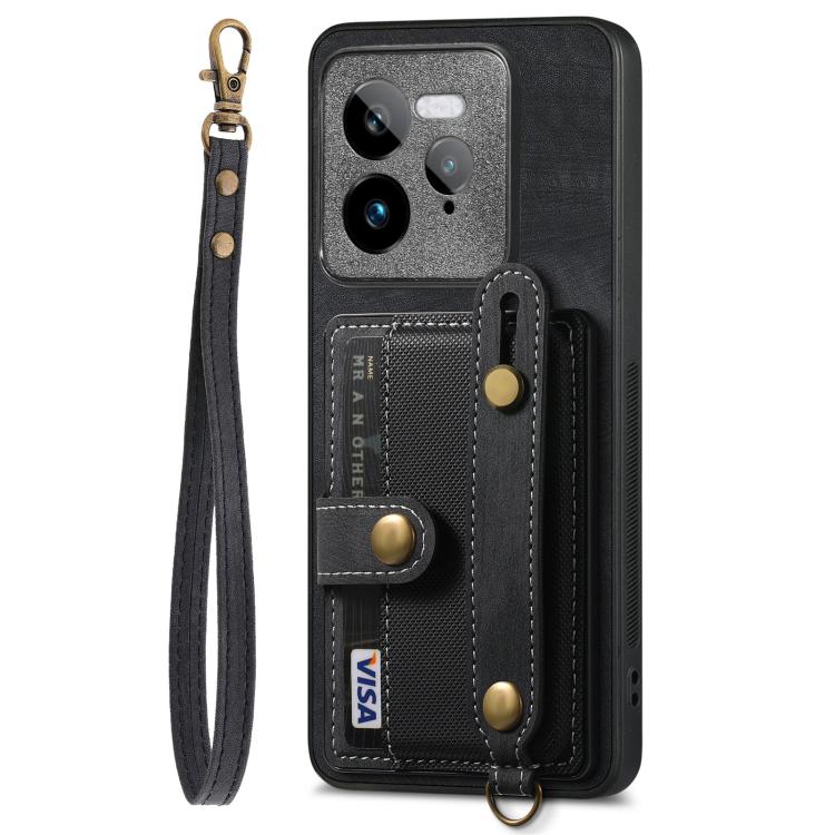 For Realme GT 7 Pro Retro Cross Wristband Wallet Leather Back Phone Case