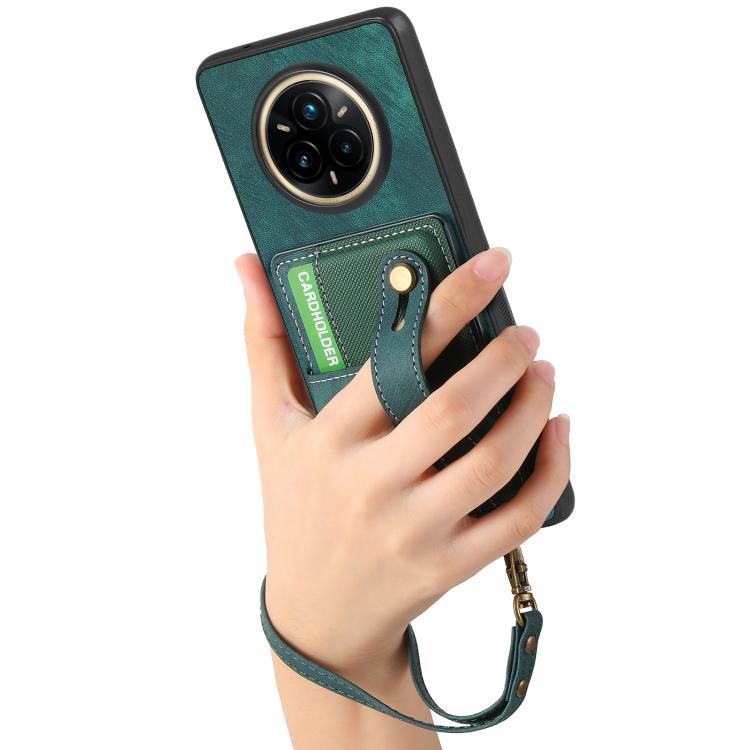 For Realme 14 Pro+ Retro Cross Wristband Wallet Leather Back Phone Case