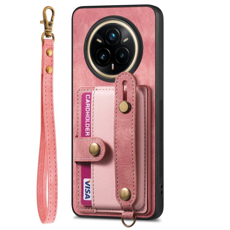 For Realme 14 Pro+ Retro Cross Wristband Wallet Leather Back Phone Case