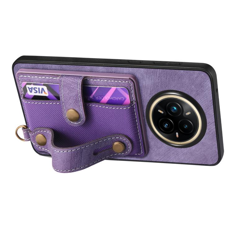 For Realme 14 Pro+ Retro Cross Wristband Wallet Leather Back Phone Case