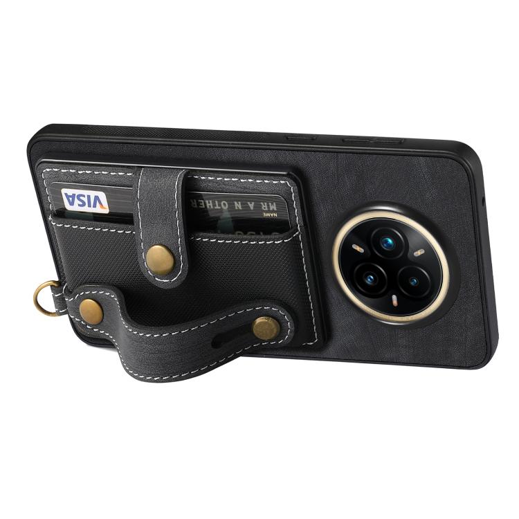 For Realme 14 Pro+ Retro Cross Wristband Wallet Leather Back Phone Case