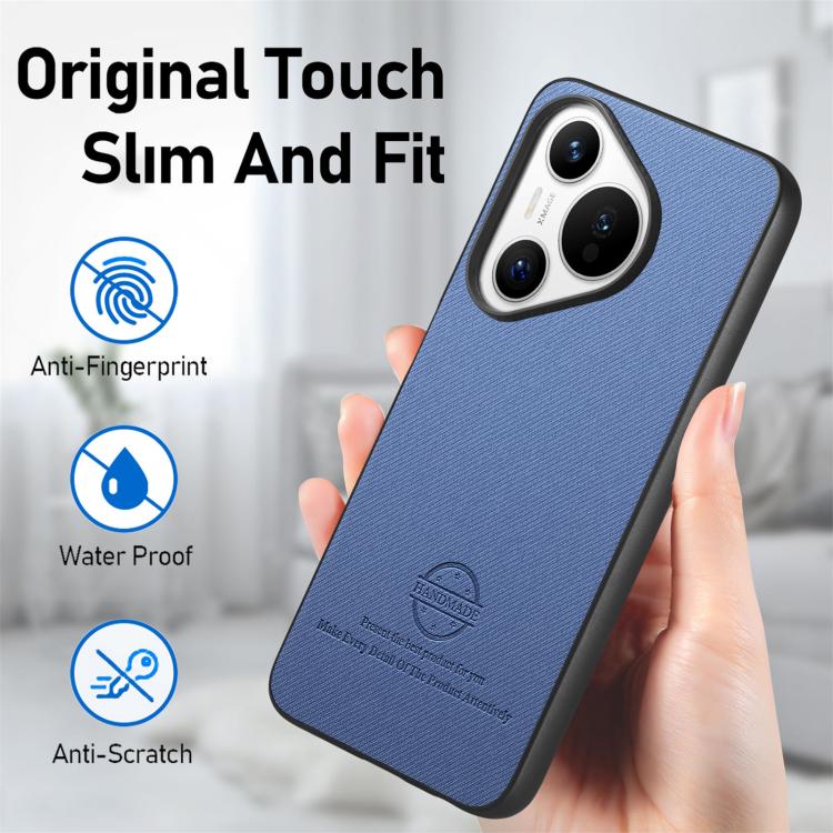 For Huawei Pura 70 Twill Fabric Leather Skin Back Phone Case
