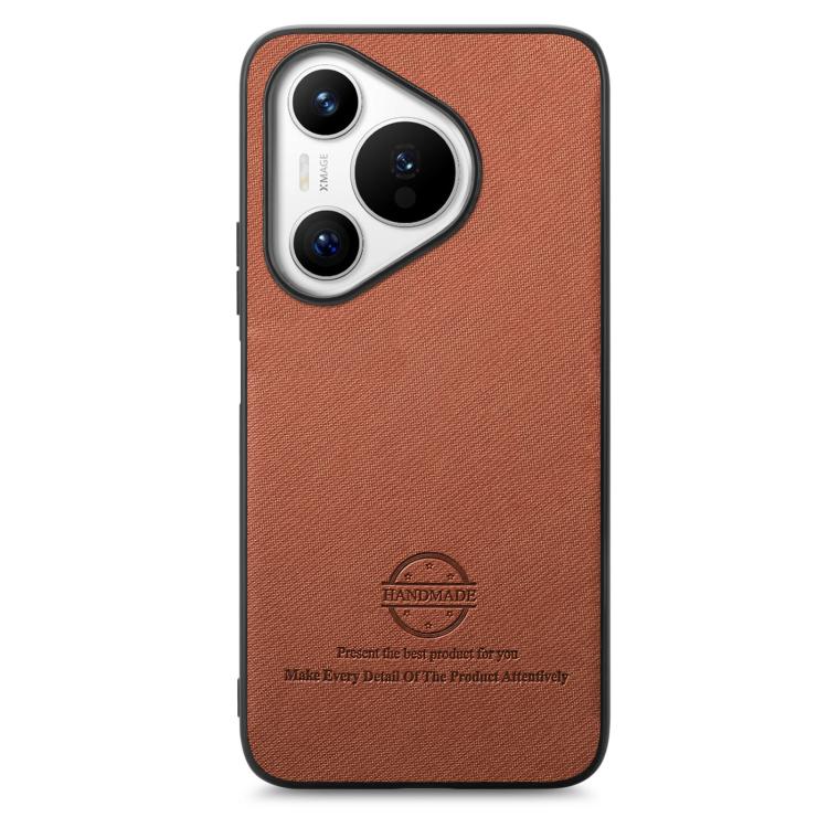 For Huawei Pura 70 Twill Fabric Leather Skin Back Phone Case