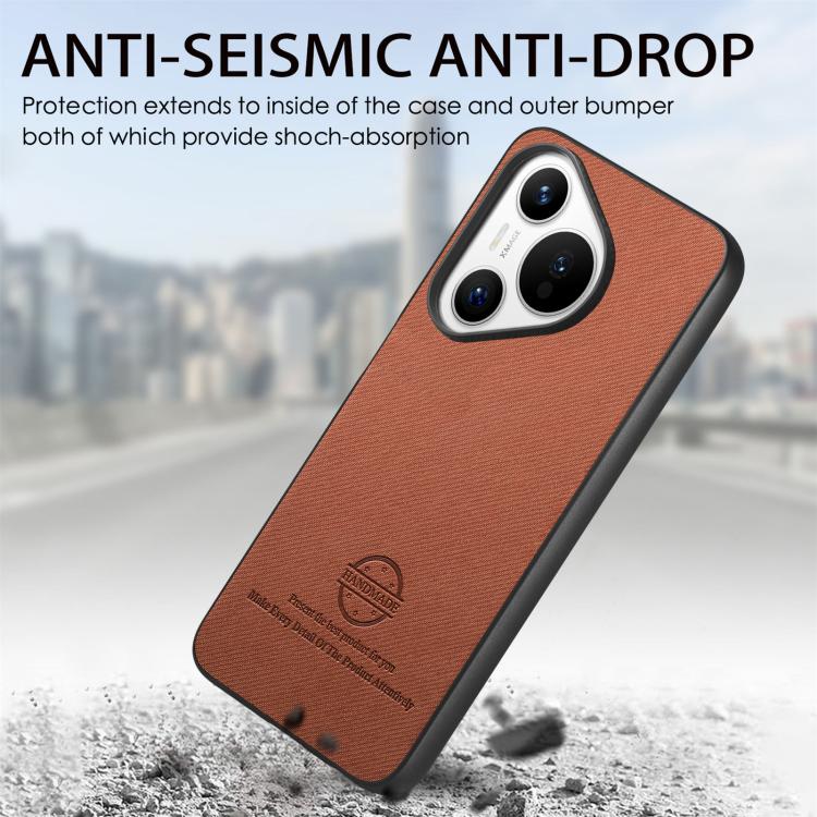 For Huawei Pura 70 Twill Fabric Leather Skin Back Phone Case