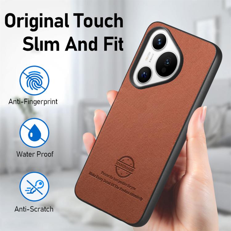 For Huawei Pura 70 Twill Fabric Leather Skin Back Phone Case