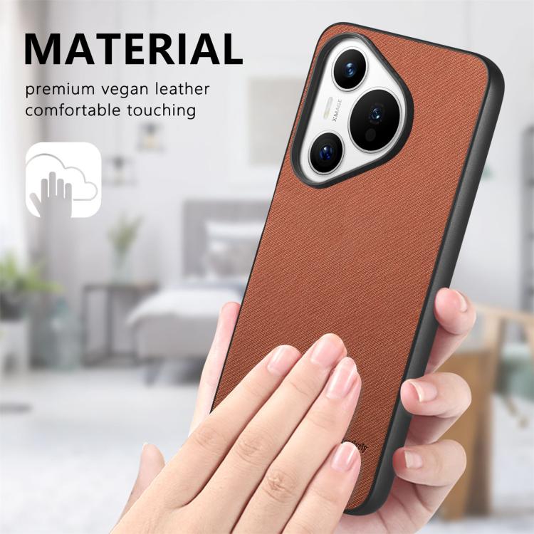 For Huawei Pura 70 Twill Fabric Leather Skin Back Phone Case