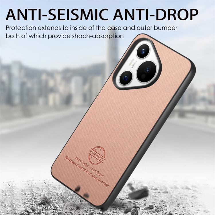 For Huawei Pura 70 Twill Fabric Leather Skin Back Phone Case