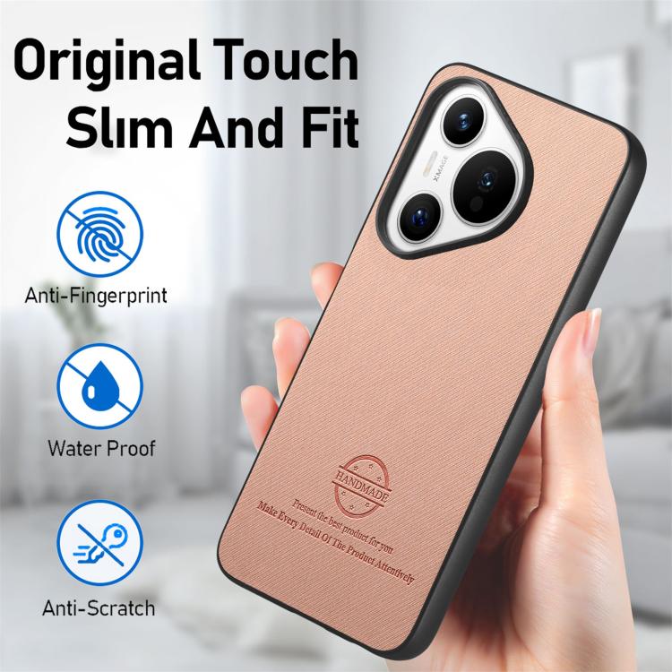 For Huawei Pura 70 Twill Fabric Leather Skin Back Phone Case
