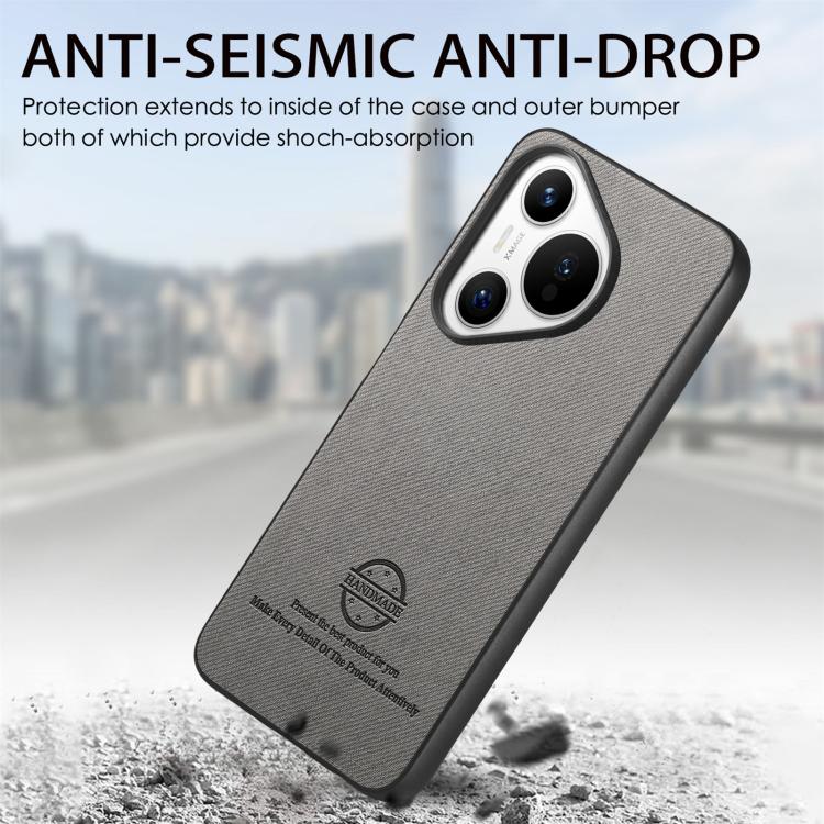 For Huawei Pura 70 Twill Fabric Leather Skin Back Phone Case