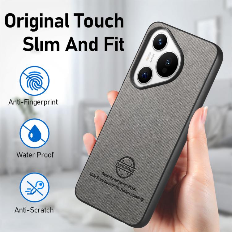 For Huawei Pura 70 Twill Fabric Leather Skin Back Phone Case