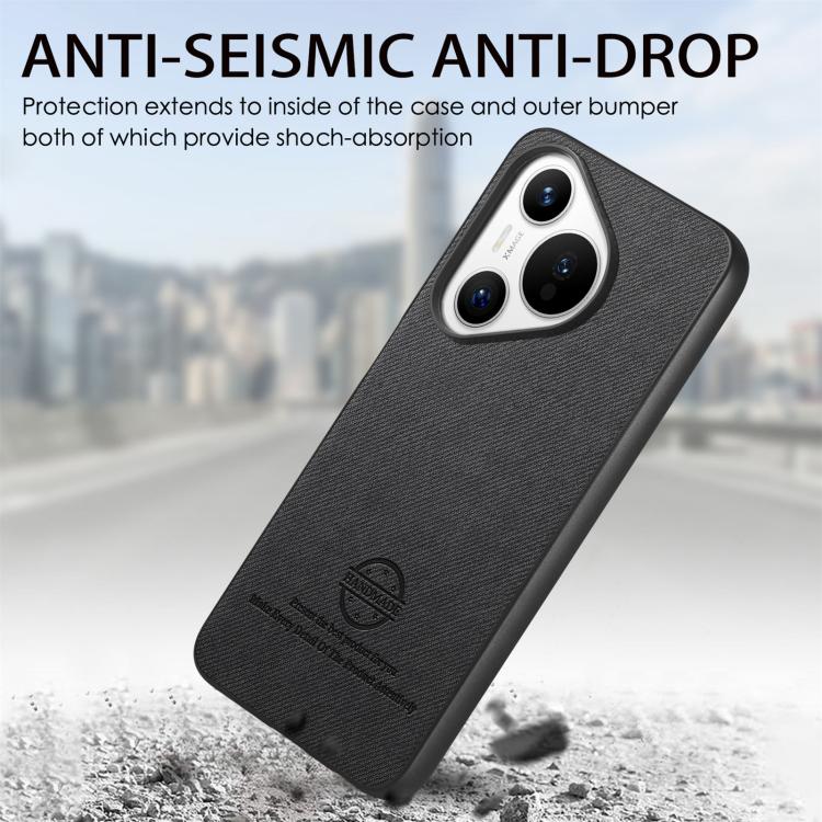 For Huawei Pura 70 Twill Fabric Leather Skin Back Phone Case