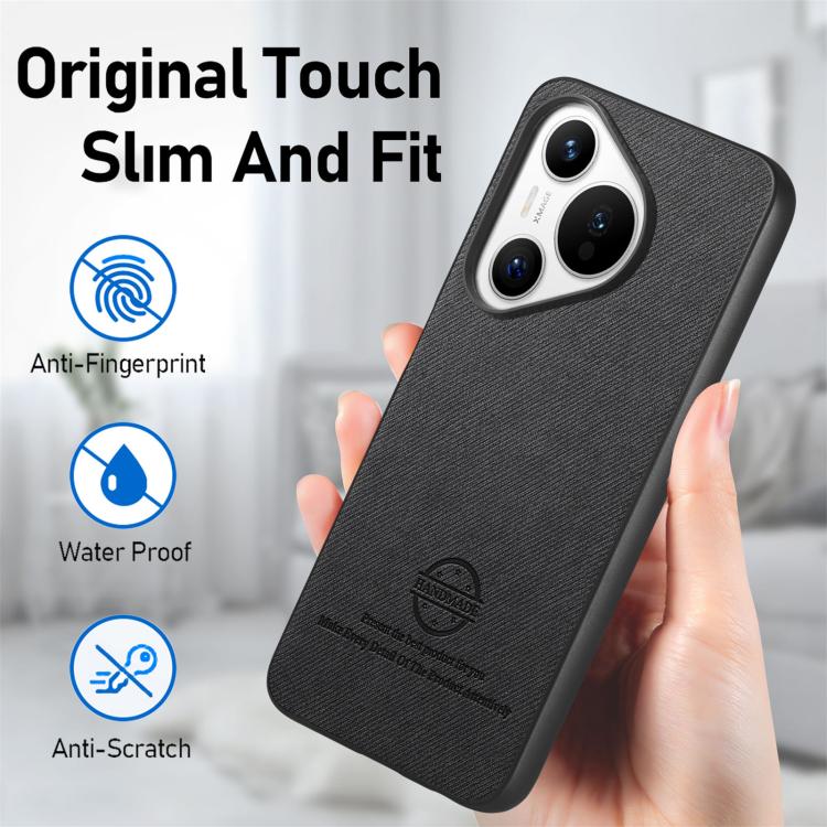 For Huawei Pura 70 Twill Fabric Leather Skin Back Phone Case
