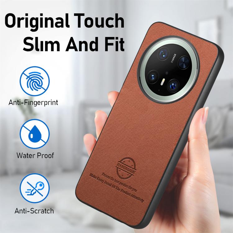 For Huawei Mate 70 Pro Twill Fabric Leather Skin Back Phone Case