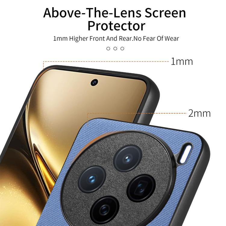 For vivo X200 Twill Fabric Leather Skin Back Phone Case
