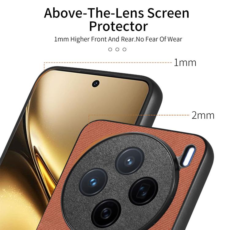 For vivo X200 Twill Fabric Leather Skin Back Phone Case