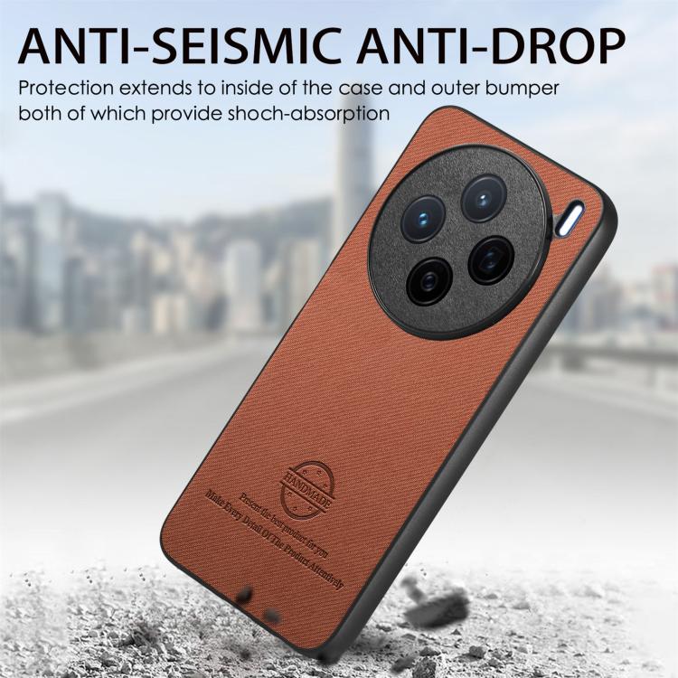 For vivo X200 Twill Fabric Leather Skin Back Phone Case