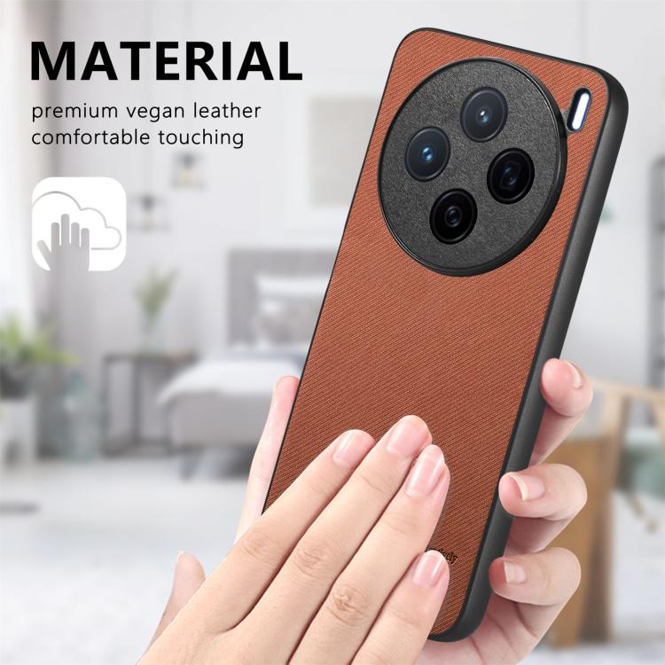 For vivo X200 Twill Fabric Leather Skin Back Phone Case