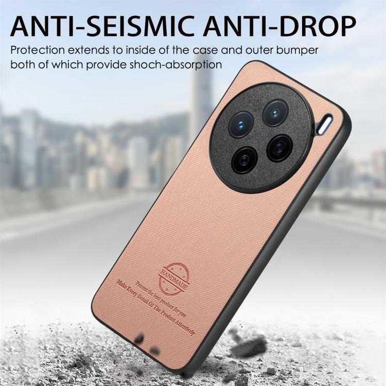 For vivo X200 Twill Fabric Leather Skin Back Phone Case
