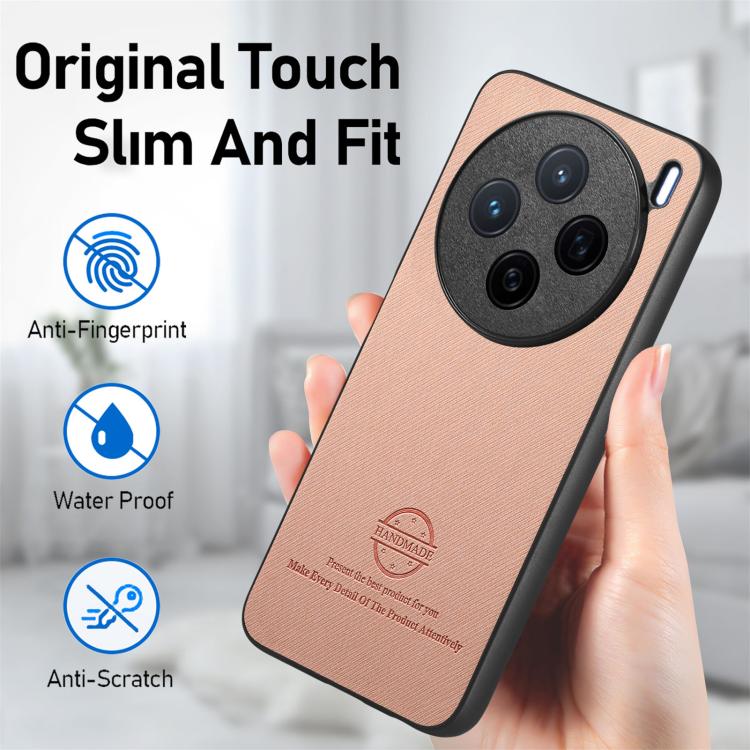 For vivo X200 Twill Fabric Leather Skin Back Phone Case