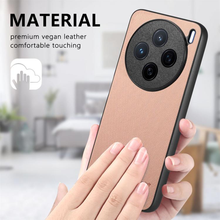 For vivo X200 Twill Fabric Leather Skin Back Phone Case